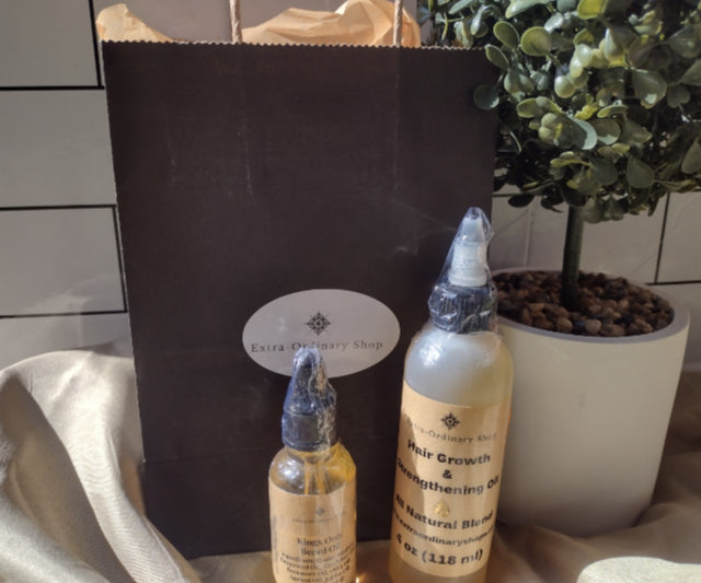 Hair Growth & Strengthening Oil (Squeeze Bottle) 4 oz + Beard Oil 1 oz (Mystery Gift Included)
